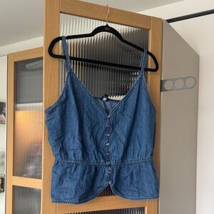 GAP Denim Blue Sleeveless Women's Peplum Top